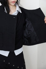 Cotton diagonal tweed jacket