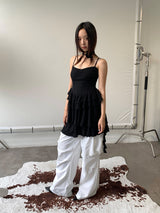ブラックローズシフォンフリルドレス