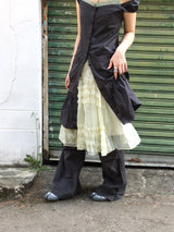 Pocket-line button layered dress