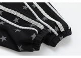 Kitsch Star Print Lace Trim Oversized Zip-Up Top