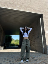 Two-way two-line crunchy wide trek long pants (3 colors)