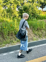 Double destroyed denim bermuda pants 1C