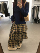 [MD Pick] ピーチプレイドティアードスカート (2color)