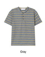 Roan Striped Henley Neck Short Sleeve Tee