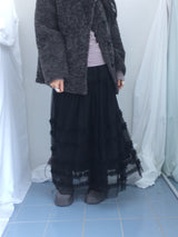 Cloud chiffon frill long skirt