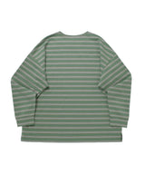 STRIPE BINDING-NECK BOX TEE (Sage Green)