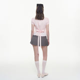 Classic Ribbon Pleated Skirt - CHARCOAL