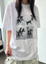 Juju Four Section Black White Oversized T-Shirt 4color