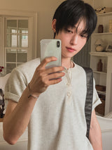 モダンワッフルヘンリーショートスリーブTシャツ