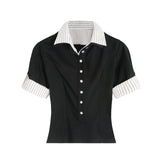 Solene Stripe Collar Slim Shirt
