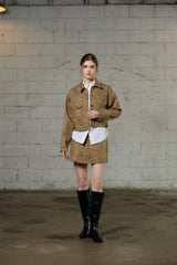 LEOPARD TRUCKER JACKET / BEIGE
