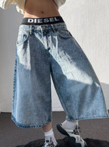 Bodi Snow-Washed Balloon Denim Bermuda Shorts 2color