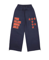 Star Lettering Patch Sweat Pants - Navy