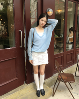 Mohair button V neck knit