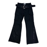 Stud belt boots cut pants