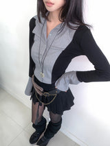 Youth Contrast Stripe Slim-fit Long Sleeve Shirt 