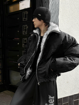 Shaggy Deep Black Winter Jumper + White Silver Black Fur