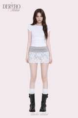 lace plum banding pants skirt