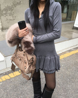 フードフリルカンカンワンピース