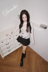 Blur Cartoon Mash Round Long Sleeve T-shirt