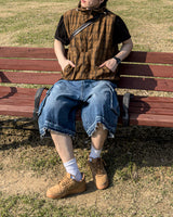 Crinkle Check Hooded Anorak Vest