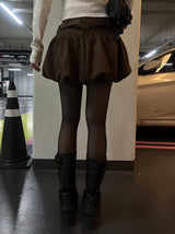 Suede Balloon Skirt Belt set