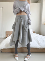  FRONT POCKET UNBAL SKIRT