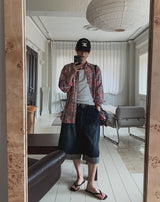 カフリーダートロールアップバミューダデニムパンツ