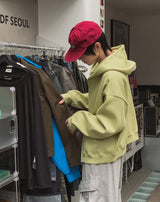 タインワッフルクロップフードジップアップ