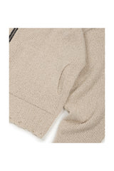 DAMAGED CROP NET KNIT ZIP UP (IVORY)