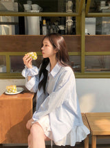 #Basic Over Cotton100 Shirt + Scrunchie Set (3color)