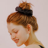 DOT MESH SATIN SCRUNCHIE (BLACK)