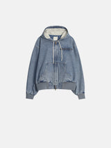 Field denim hood zip-up