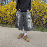 Level-Distressed Bermuda Denim Shorts
