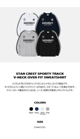 スタークレストスポーティートラックVネックオーバーフィットスウェットシャツ (4color)