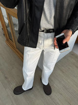 ASCLOバックバンディングデニムパンツ (White)