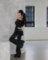 Rose dark blue low bootcut jeans