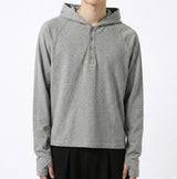 Fingerhole Crop Hooded Long Sleeve Melange