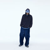 Washing Corduroy Cargo Banding Denim Pants Blue