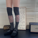 Lace Ribbon Scrunch Long Socks