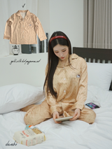 gold silk dot pajama set