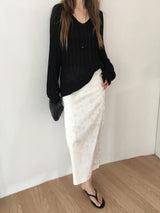Floral jacquard satin maxi skirt 