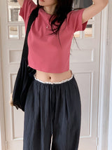 ND Basic Rib Crop Short Sleeve T-shirt (6color)