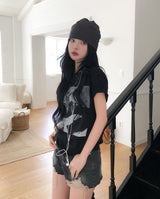 Grunge Vintage Photo Print Short Sleeve T-shirt