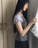 ロールスタープリンテッドラグランパフショートスリーブTシャツ