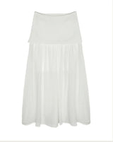 seer roll & layerd long chiffon sk