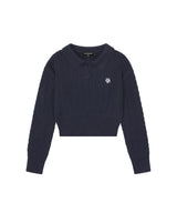 LOGO OPEN COLLAR CABLE KNIT