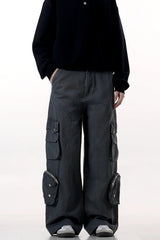 Washed Deconstructed Multi-Pocket Trousers