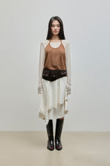 Halter-Tie Suede Apron_Brown