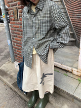 [unisex] サンキニオーバーフィトポケットチェックシャツ